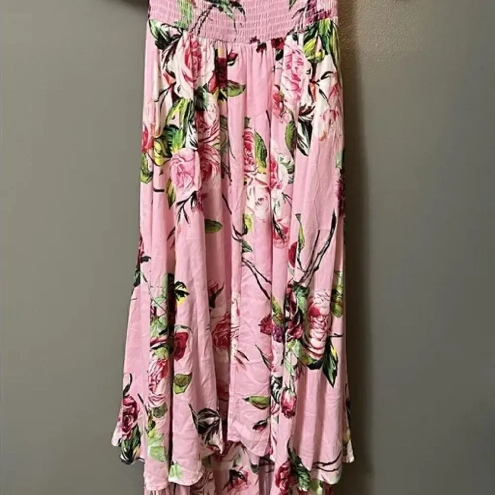 AFRM Claudia Floral Print Pink Tiered Maxi Dress Puff Sleeves Sz XS NWT - Picture 5 of 7